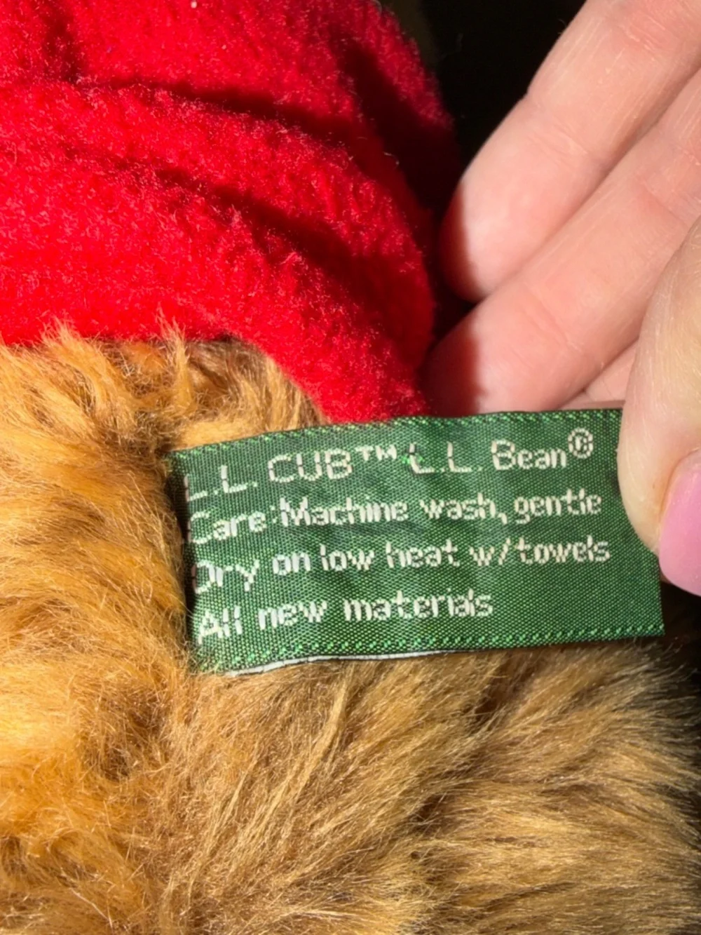 L.L. Cub By L.L. Bean Vintage Brown Plush Bear W Red Fleece Vest